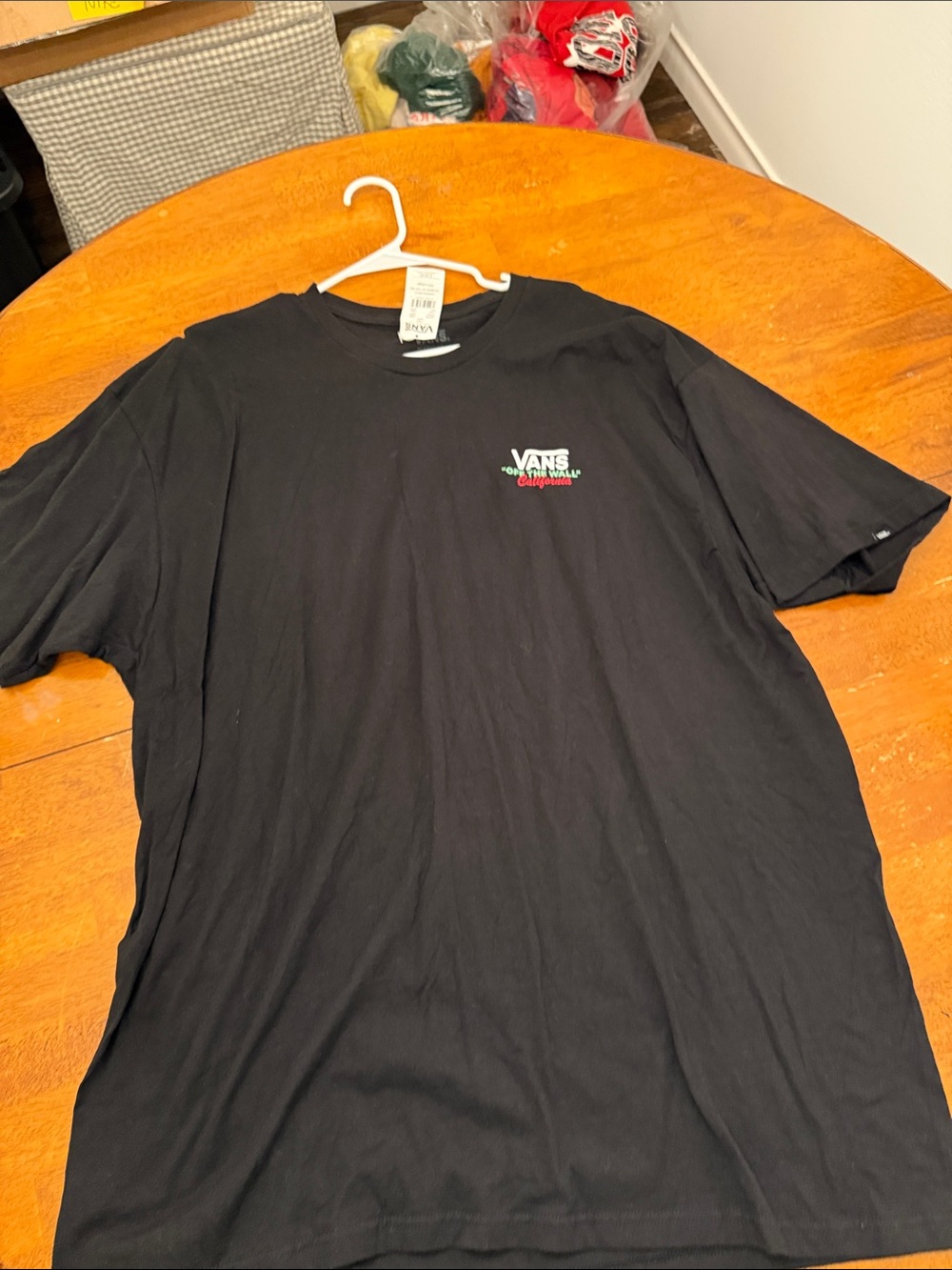 Vans Black Short Sleeve Tee with Small Multicolor Chest Logo California xxl